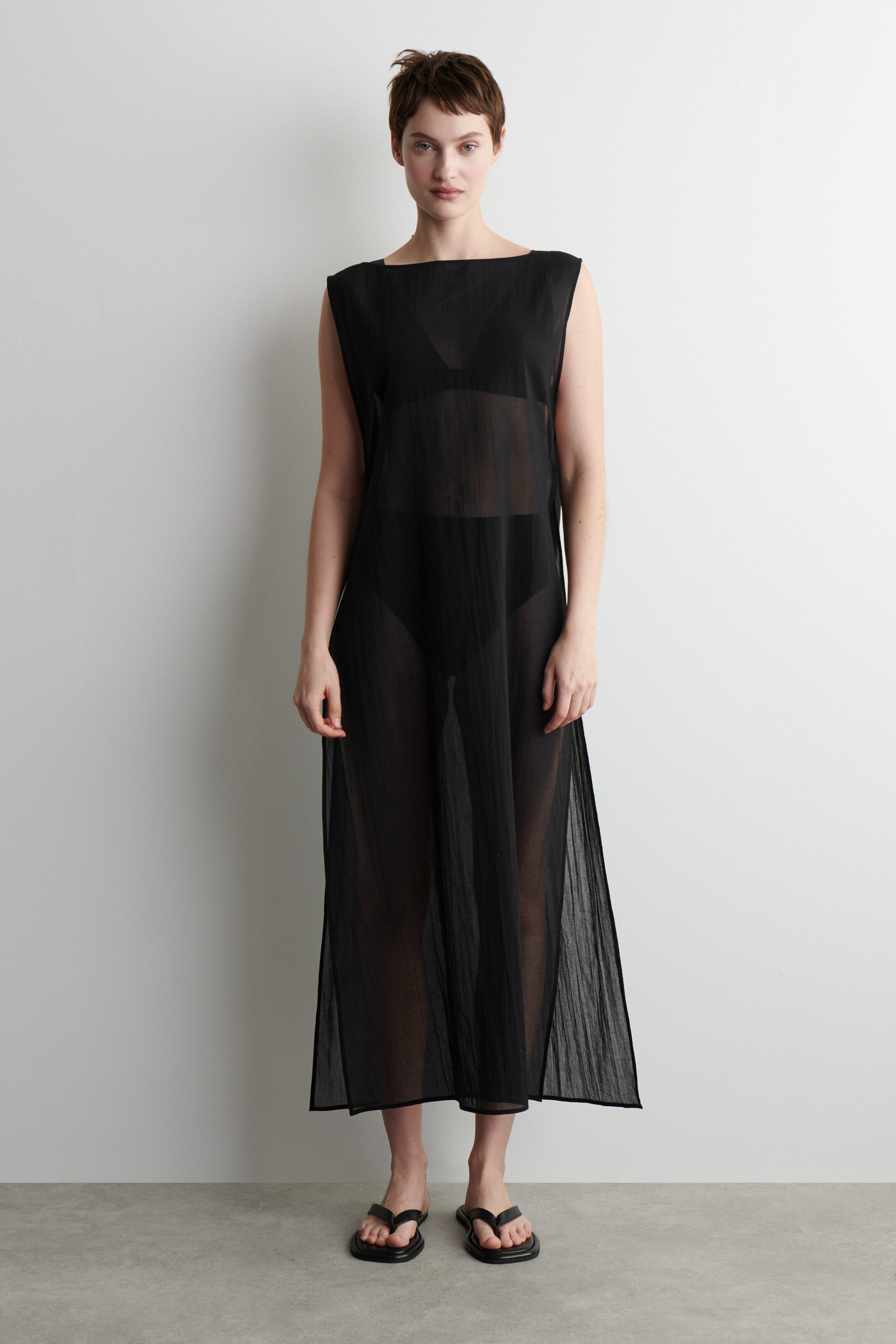 OPEN-SIDE SHEER TUNIC - BLACK | COS UK