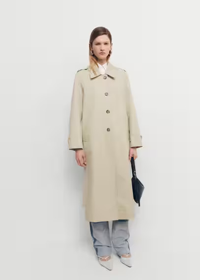 MANGO - Cotton trench coat with shirt collar beige - M - Women | MANGO (US)