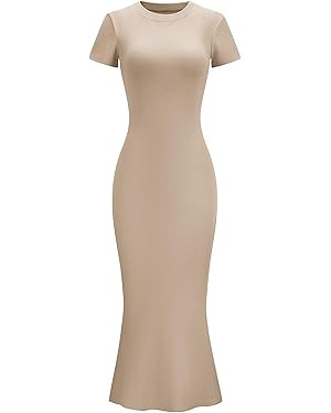 LOMON Women Fishtail Hem Ribbed Maxi Dresses Summer Casual Stylish Y2k Sexy Fitted Lady Elegant C... | Amazon (US)