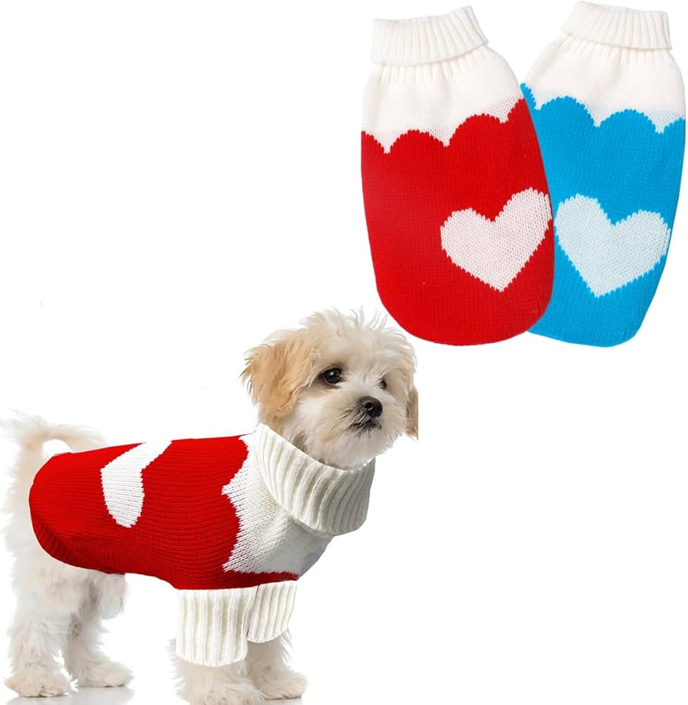 HZAKXIN Valentine's Dog Sweater Cat Valentine's Sweater Dog Clothes Valentines Day Pet Turtleneck... | Amazon (US)