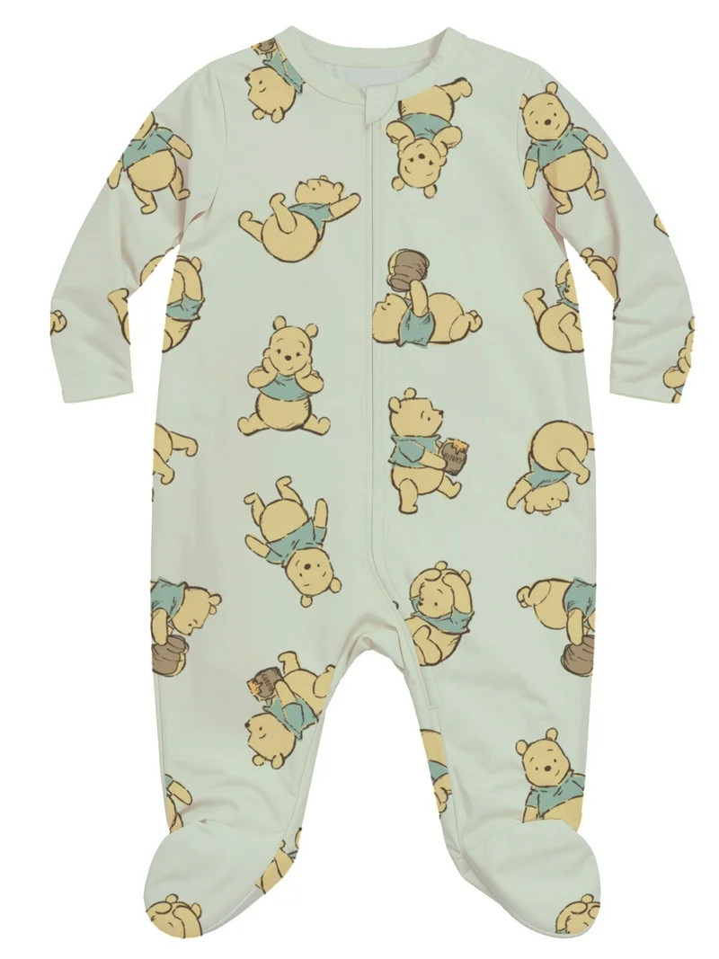 Winnie The Pooh Baby Unisex Printed Long Sleeve Footed Sleep N Play, Sizes Newborn- 9 Months | Walmart (US)
