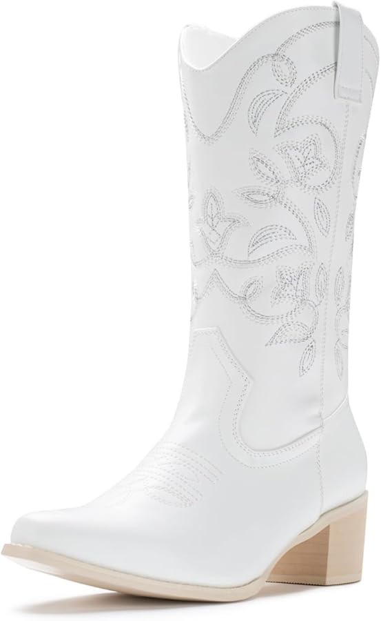 IUV Cowboy Boots For Women Pointy Toe Women's Western Boots Cowgirl Boots Mid Calf Boots | Amazon (US)
