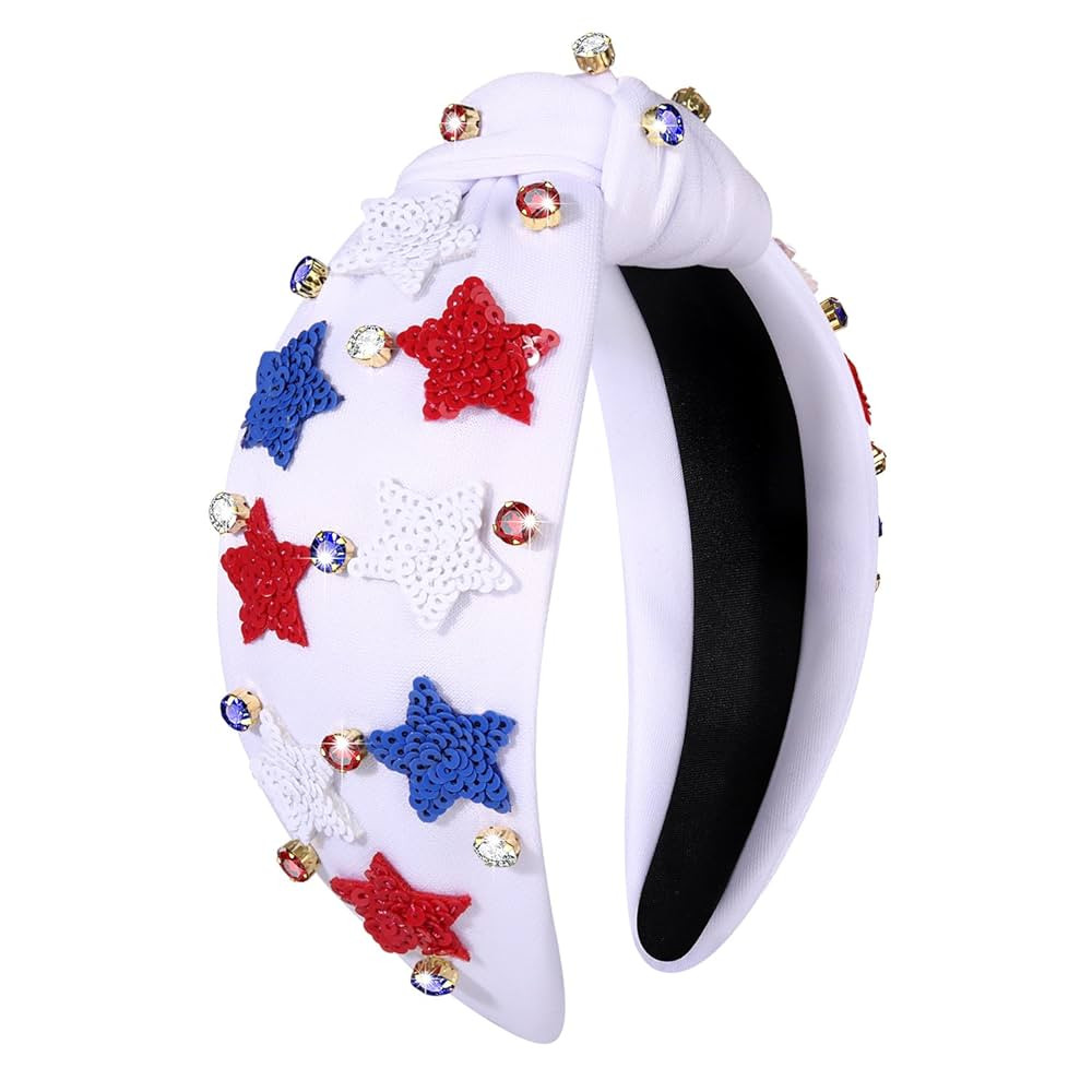 MOLOCH American Flag Headband 4th of July Headband Red White Blue USA Stars Heart Knotted Hairban... | Amazon (US)