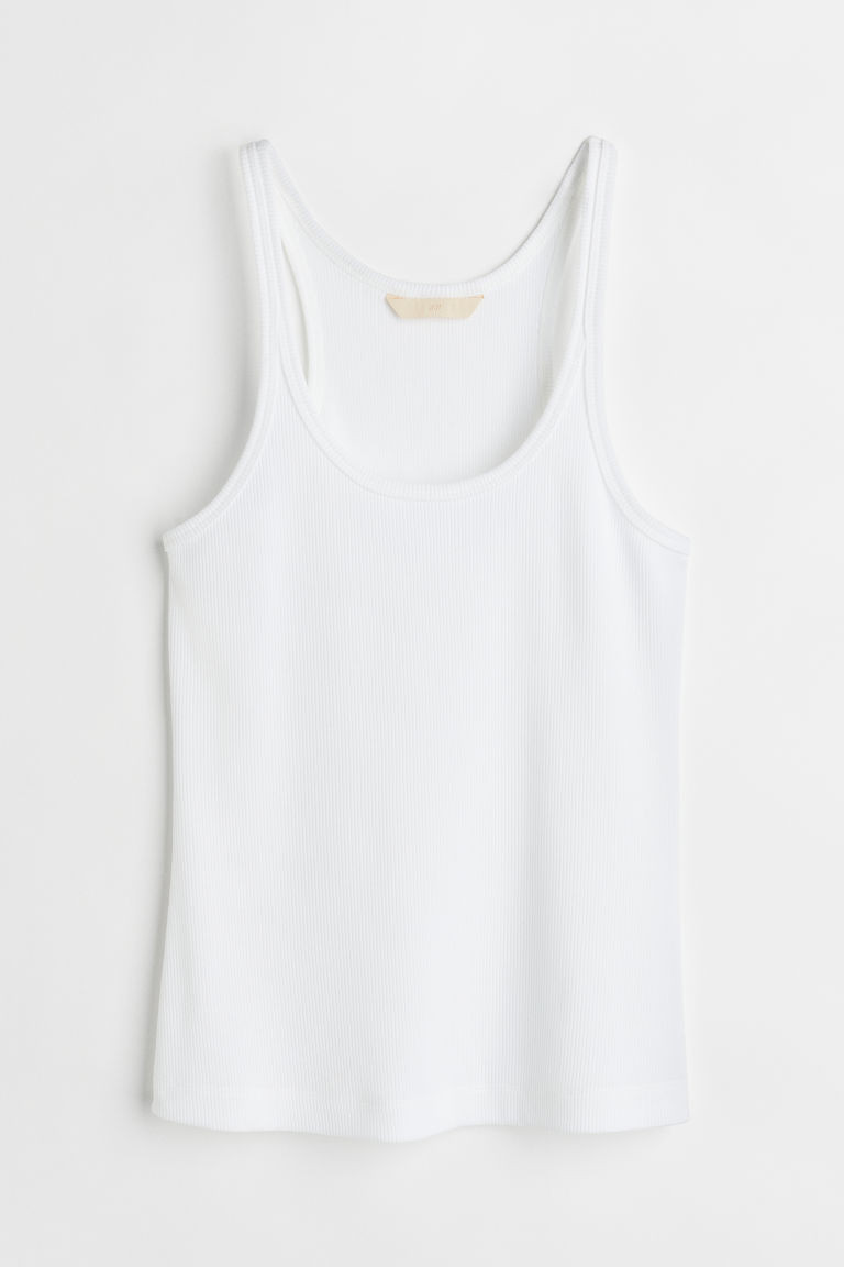 H & M - Ribbed vest top - White | H&M (UK, MY, IN, SG, PH, TW, HK)