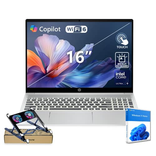 HP - Upgraded - OmniBook 5 16" FHD+ Touch Laptop - Intel Core Ultra 9 285H - 32GB RAM 2TB SSD - AI PC & Backlit KB - PCO Laptop Cooler - Silver | Best Buy U.S.