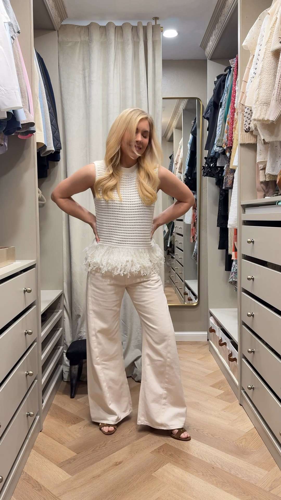 Love the shape of these twist jeans. 
I sized down (there’s no stretch) I’m in 26 instead of my usual 25
Green necklace selling out!!

#LTKgrwm #LTKdayinmylife #LTKootd