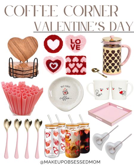 These cute heart coasters, straws, mugs, a pink tray, and more are perfect for your coffee corner at your Valentine's party!
#vdayidea #hostesslife #kitchenessential #partyidea

#LTKhome #LTKstyletip #LTKSeasonal