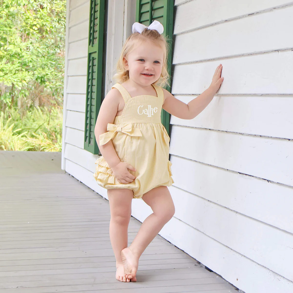 Yellow Gingham Tie Strap Bow Bubble | Classic Whimsy