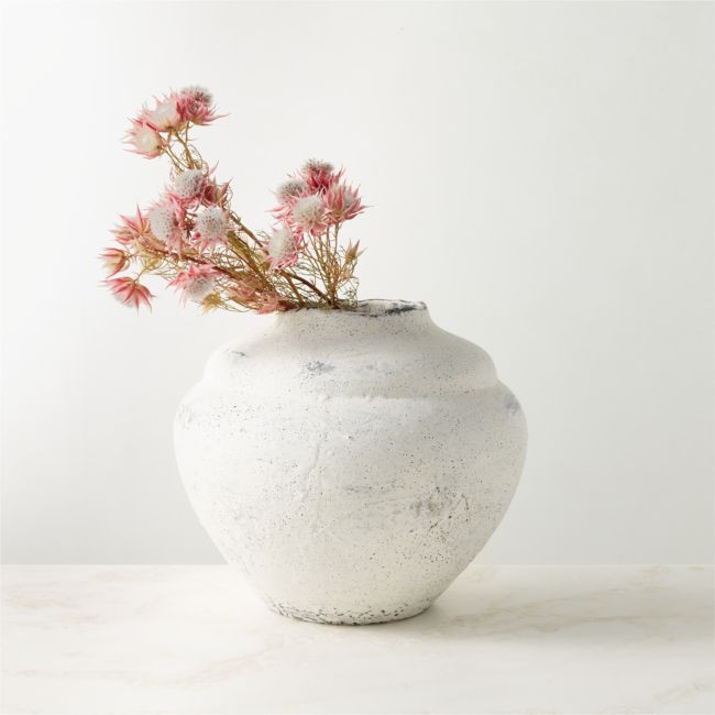 Canby Round White Ceramic Vase | CB2