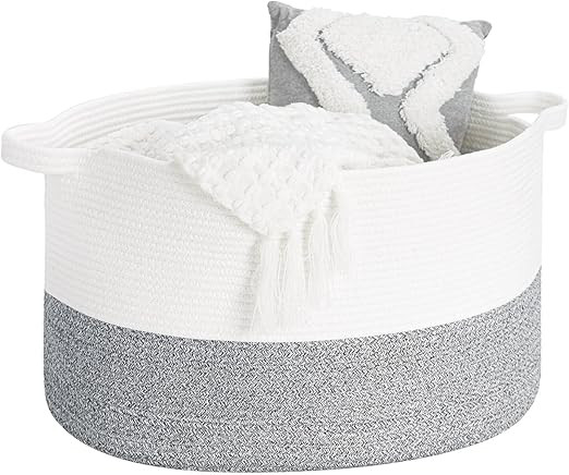 INDRESSME XXX Large Rope Basket Woven Storage Basket Pillow, Blanket Basket Gray Laundry Basket, ... | Amazon (US)