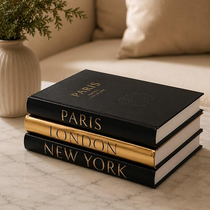 Decorative Books for Home Decor – Coffee Table Books, Set of 3 | Bookshelf Decor, Faux Hardcove... | Amazon (US)