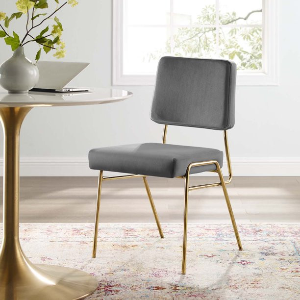 Craft Performance Velvet Dining Side Chair in Gold Gray | Walmart (US)