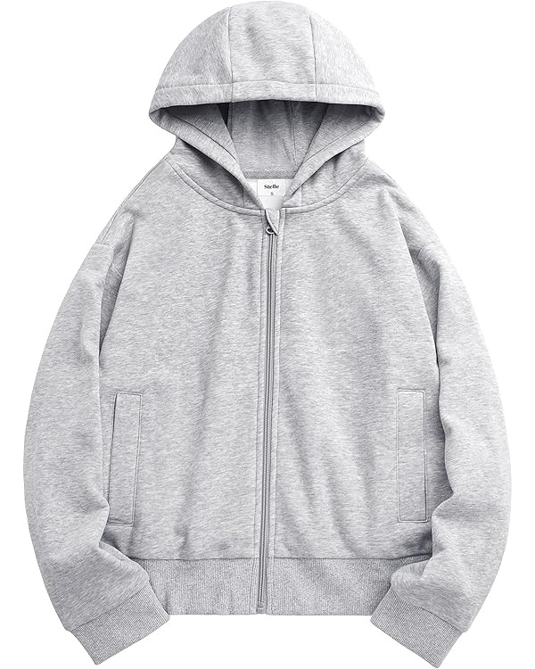 Stelle Zip Up Hoodies for Women Fleece Crop Jackets Long Sleeve Hooded Sweatshirts with Pockets C... | Amazon (US)