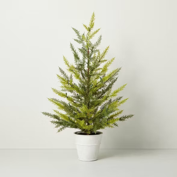 40" Pre-Lit LED Faux Porch Pot Cedar Tree - Hearth & Hand™ with Magnolia | Target
