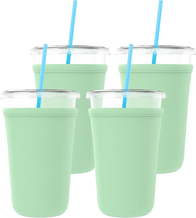 TahoeBay Iced Coffee Cold Cup Sleeve (4-Pack) Reusable Blank Neoprene Insulator Drink Sleeves 22o... | Amazon (US)