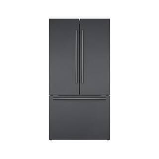 Bosch 800 Series 36 in. 21 cu. ft. French 3 Door Refrigerator in Black Stainless Steel Dual Compr... | The Home Depot