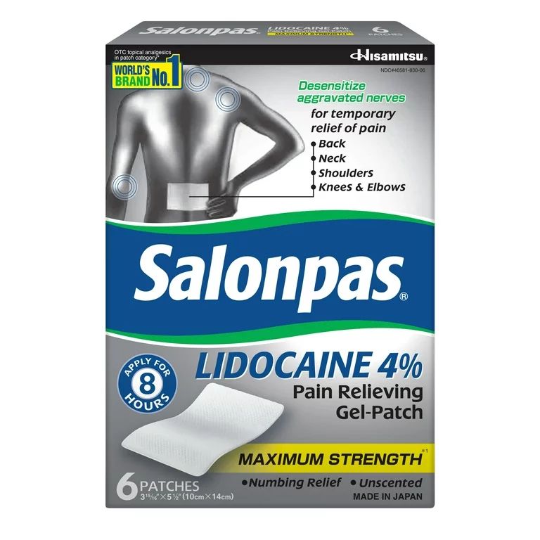 Salonpas Lidocaine Maximum Strength Pain Relieving Gel-Patch, 6 ct - Walmart.com | Walmart (US)