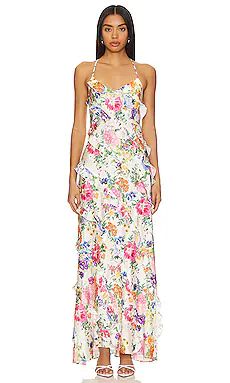 Show Me Your Mumu Romance Ruffle Dress in Ivory Botanical Floral from Revolve.com | Revolve Clothing (Global)