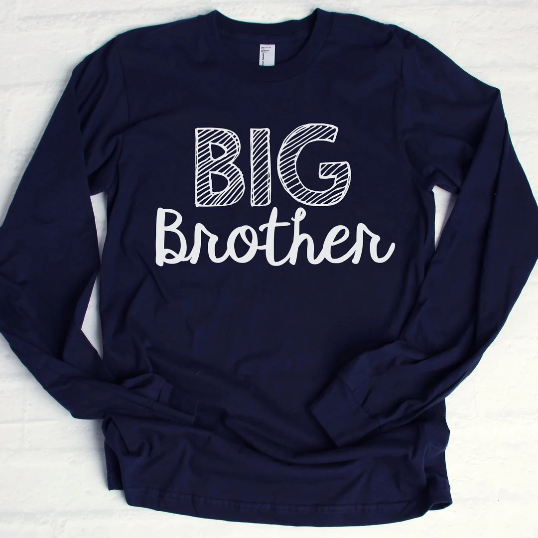 Navy Long Sleeve Big Brother Shirt, Big Brother Shirt Long Sleeves, Shirt for Big Brother, Blue B... | Etsy (US)