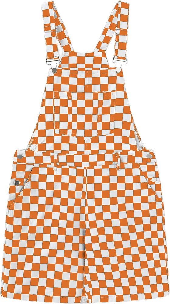 Women's Casual Checkered Bib Overalls Shorts Adjustable Strap Shortall Rompers | Amazon (US)