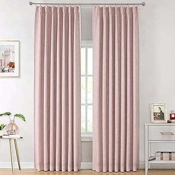 Vision Home Pink Total Blackout Curtains Pinch Pleated Room Darkening Window Panels 63 inch for G... | Amazon (US)