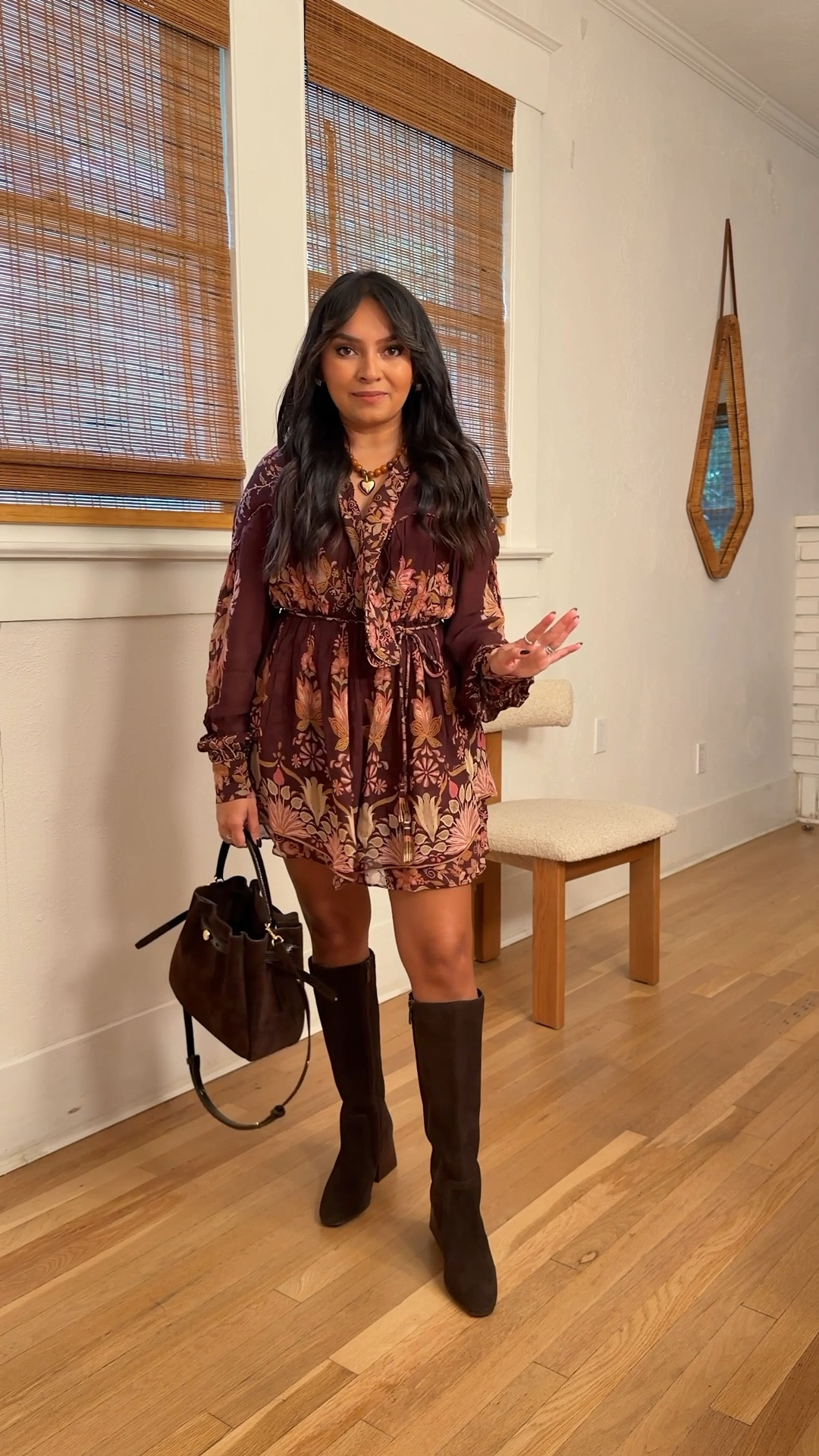 Dress size xxs TTS 
Dark brown waterproof boots size 6 TTS 
Also ordered size xxs in the similar dress linked! 



#LTKCyberWeek #LTKPetite #LTKSaleAlert