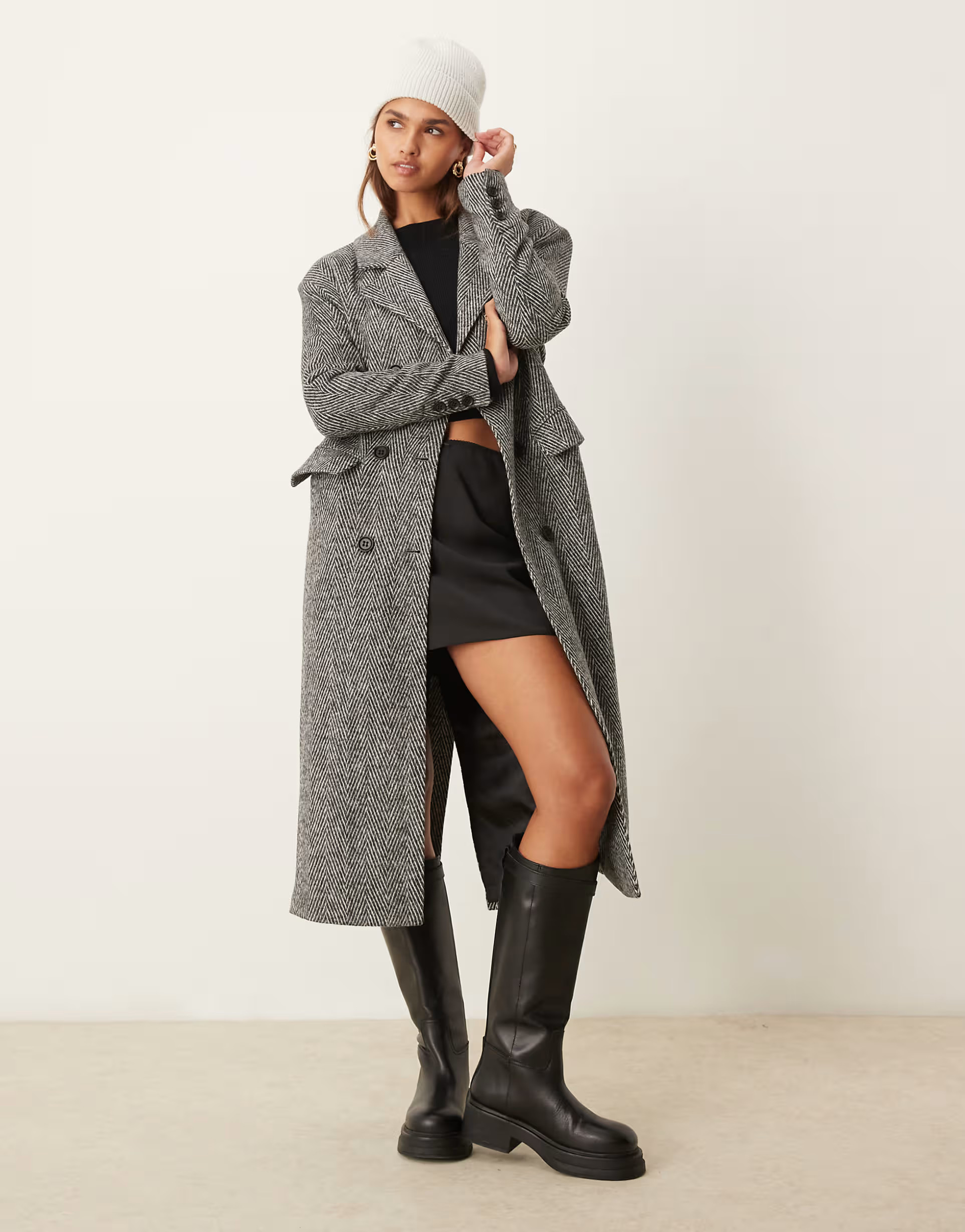 Glamorous oversized tailored coat in monochrome chevron | ASOS (Global)