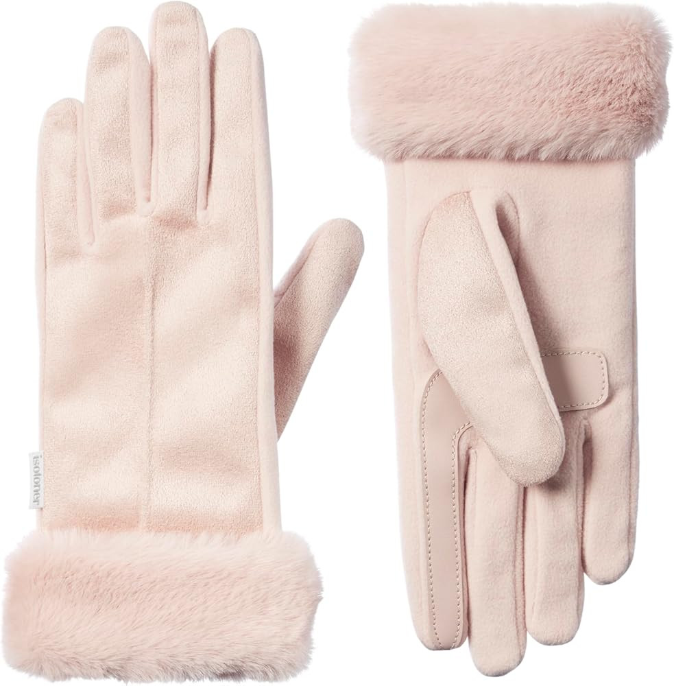 isotoner Womens Mya Microsuede Glove With Faux Fur Cuff Detail, Touchscreen Compatible and Water ... | Amazon (US)
