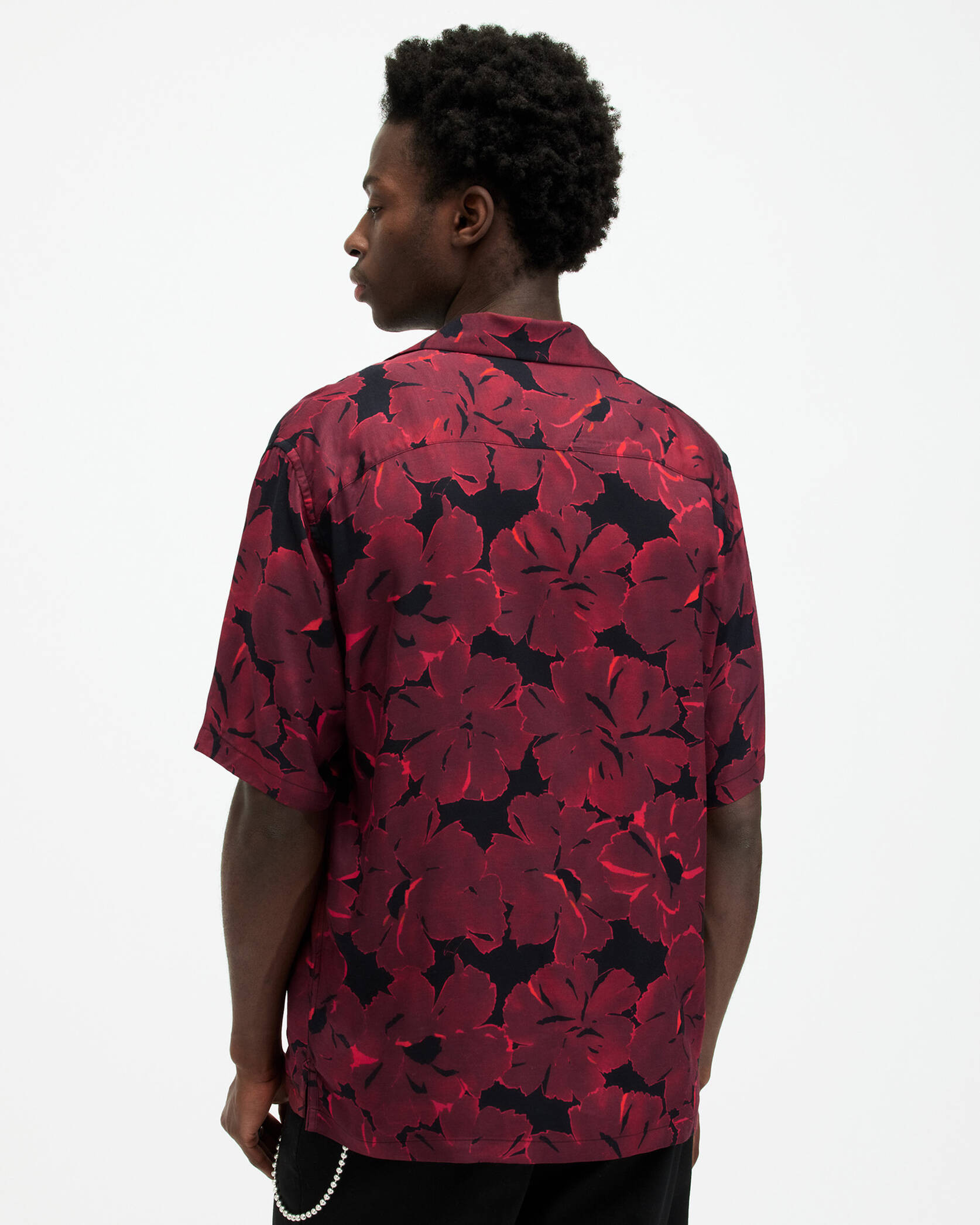 Kaza Floral Print Relaxed Fit Shirt JT BLK/SANGRIA RED | ALLSAINTS US | AllSaints US