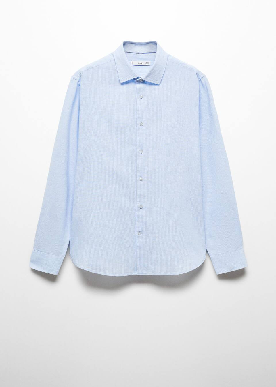 Regular-fit striped linen shirt -  Men | Mango Man USA | MANGO (US)