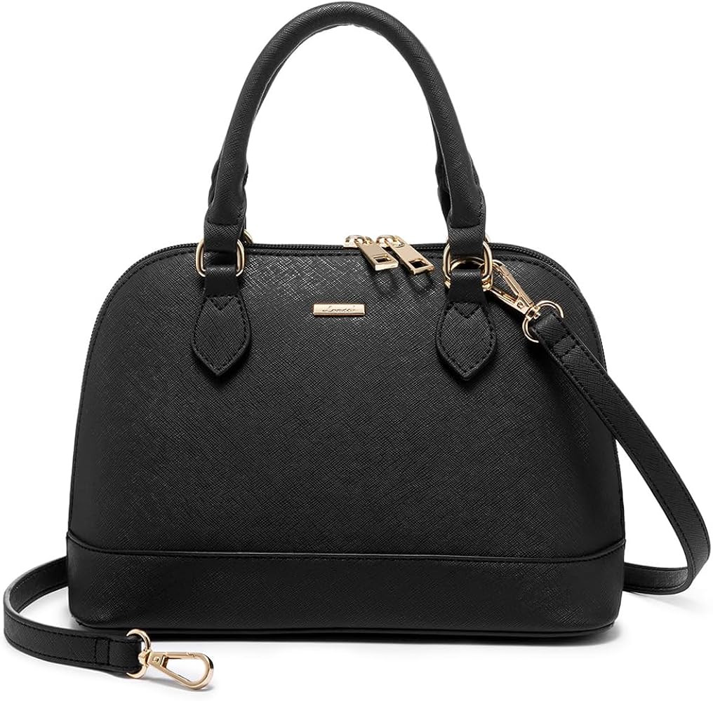 Small Crossbody Bags for Women Classic Double Zip Top Handle Dome Satchel Bag Shoulder Purse | Amazon (US)