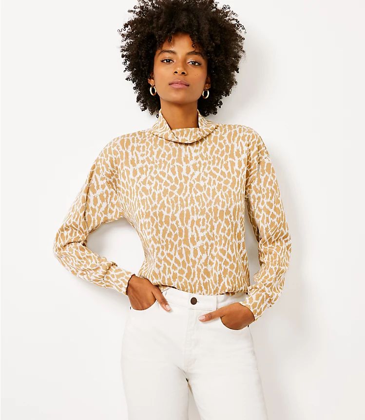 Animal Spotted Mock Neck Top | LOFT