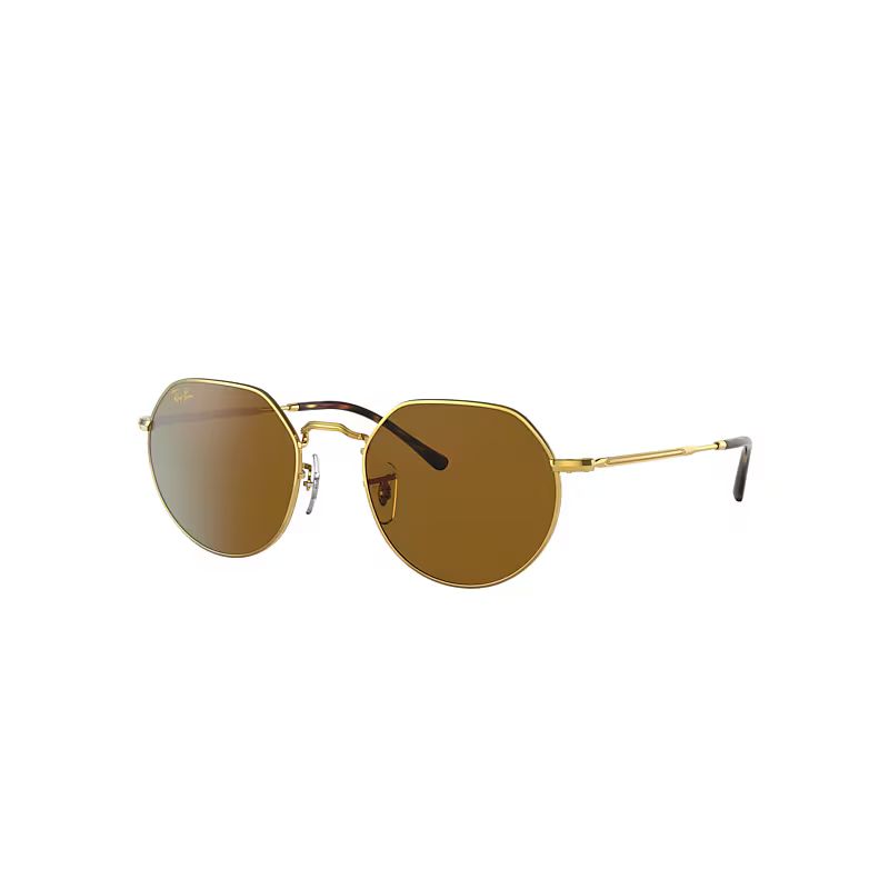 Ray-Ban Jack Sunglasses Gold Frame Brown Lenses 53-20 | Ray-Ban (US)