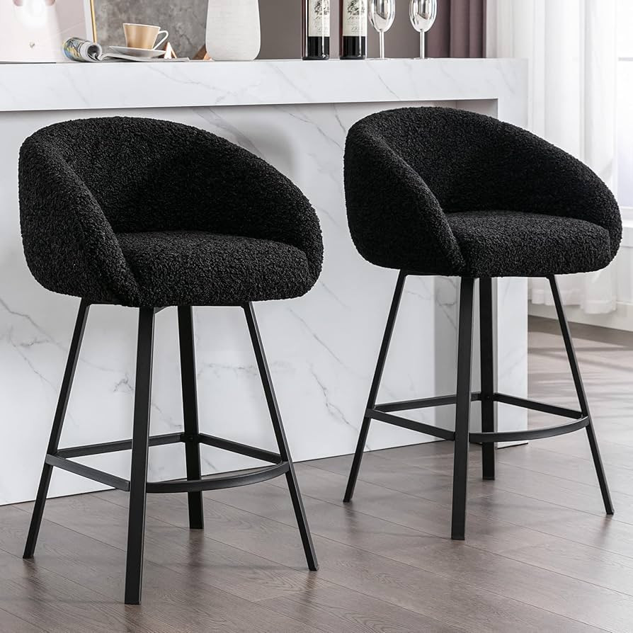 Zesthouse 26'' Modern Counter Height Bar Stools Chairs Set of 2, 360 Free Swivel Barstools for Ki... | Amazon (US)