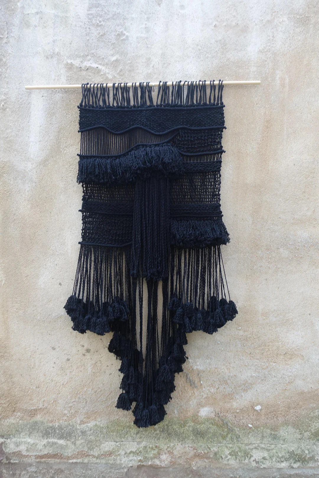 Extra Large Black Macrame Wall Tapestry: Boho Living Room Decor - Etsy | Etsy (US)