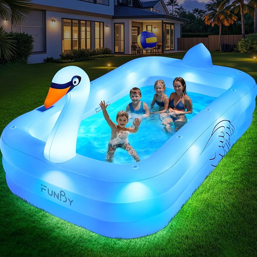 Blow Up Pools For Adults, Solar Swan Inflatable Pool With Lights, Inflatable Swimming Pool For Ad... | Amazon (US)