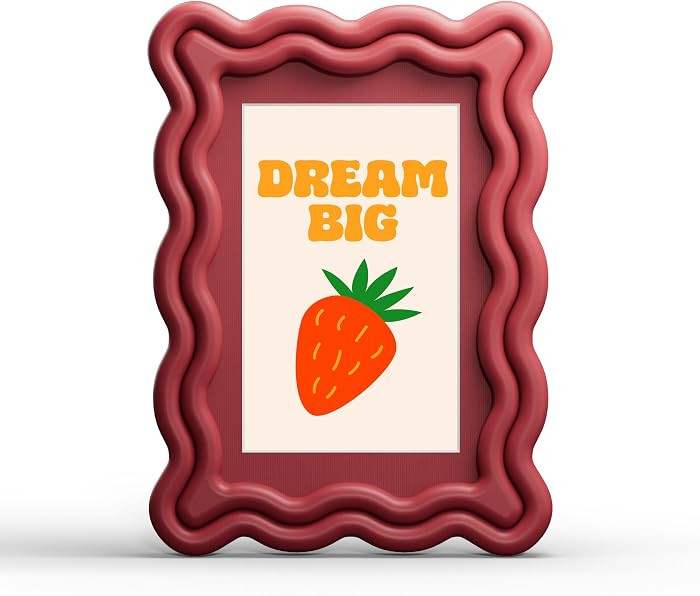4x6 Picture Frame with Mat for 3.5x5,Cute Wavy Edge Photo Frame with Real Glass,Wooden Scalloped Frame for Tabletop or Wall Hanging,Red,1 Pack | Amazon (US)