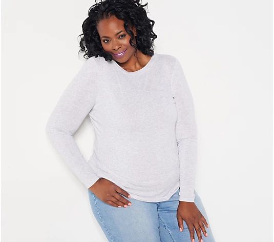 Girl With Curves Knit Long Sleeve Layering Tee | QVC