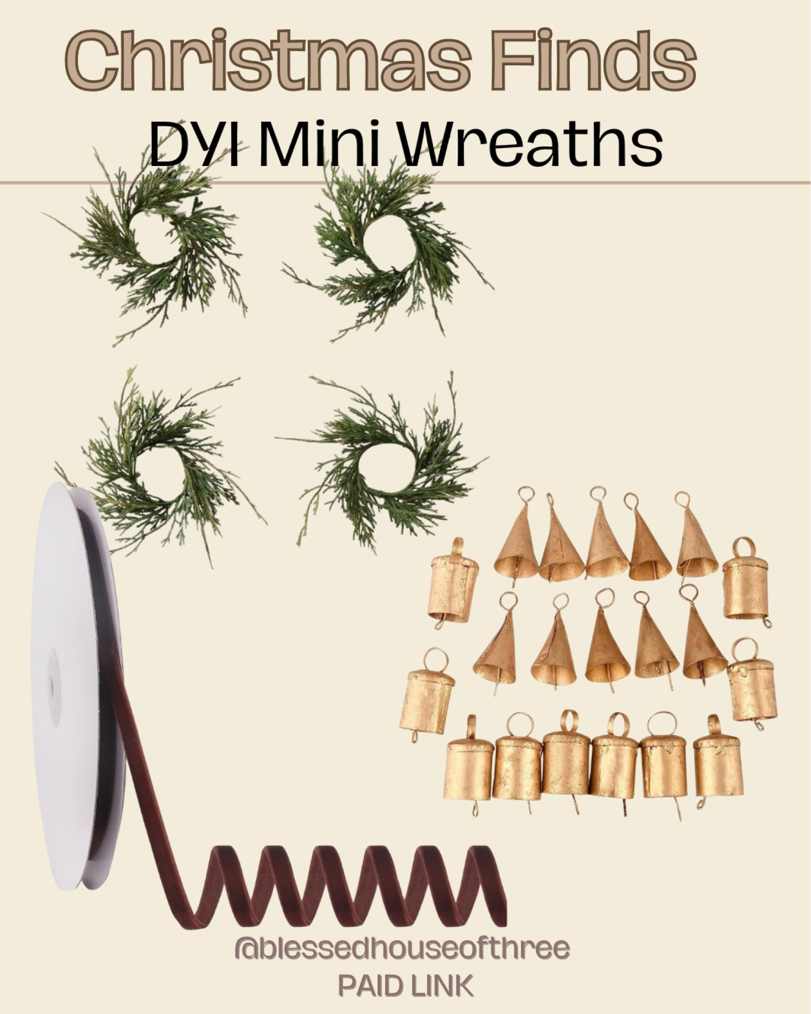 Can’t wait to make these DYI mini wreaths. 

Napkin rings, brass bells, brown velvet ribbon, Christmas decor, hearth and hand, 

#LTKHome #LTKSaleAlert #LTKHoliday