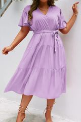 'Bella' V-neck Belted Wrap Midi Dress (5 Colors) | Goodnight Macaroon