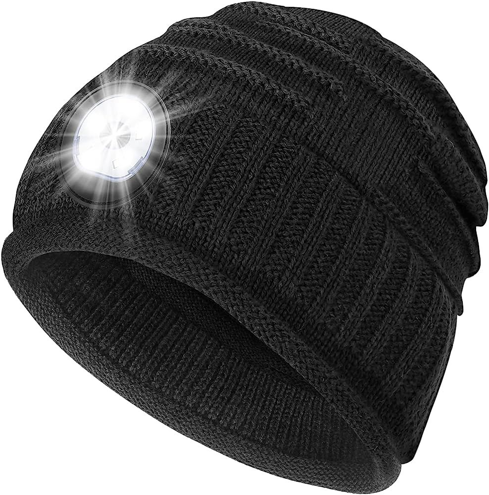 Amazon.com: Mens Gifts Beanie Hat with Light - Christmas Stocking Stuffers Women Men Rechargeable... | Amazon (US)