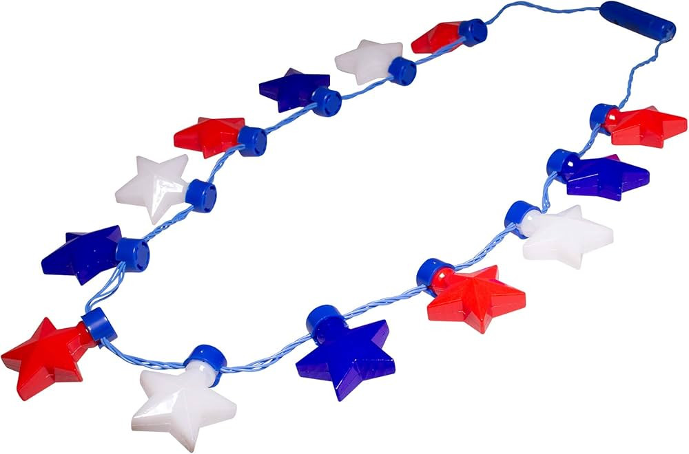 Fun Central LED Flashing Patriotic Stars Necklace for Kids & Adults - 4th of July Party Accessori... | Amazon (US)