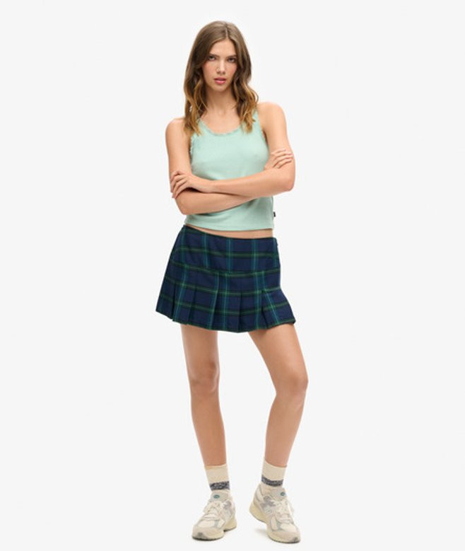 Superdry Women's Check Pleat Mini Skirt Navy / Stanton Check - Size: 12 | Superdry (UK)