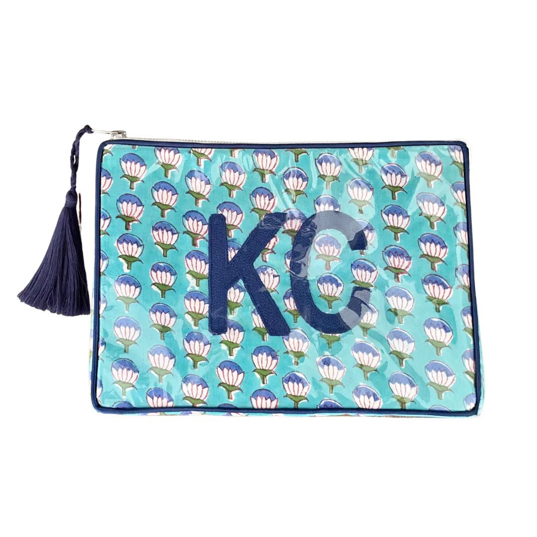 Custom Block Print Bag - Teal/Blue | Beth Ladd Collections