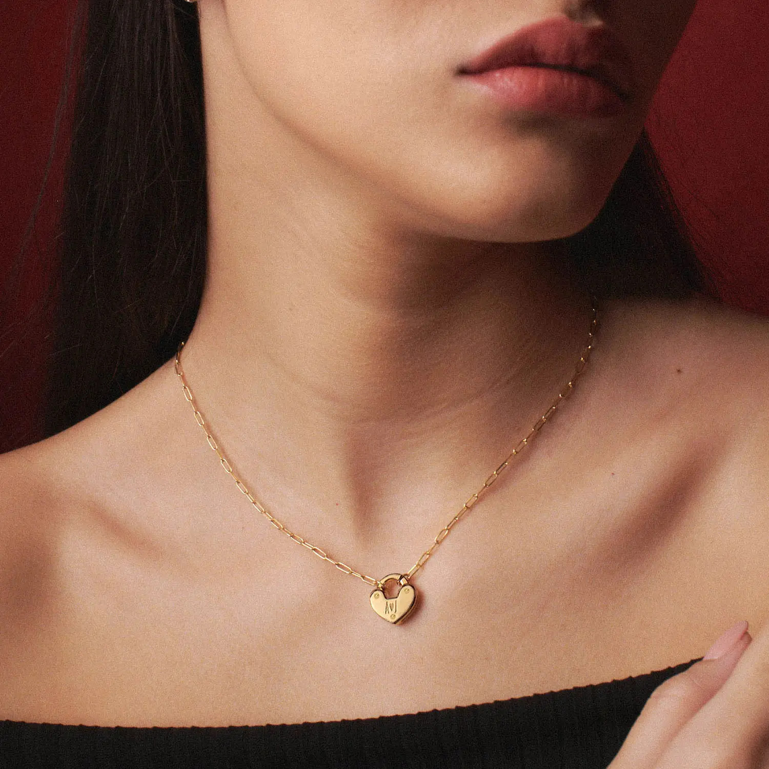 Heart Charm Lock Necklace - Gold Vermeil | Oak & Luna (US)