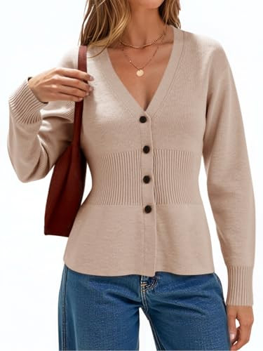 Cicy Bell Womens V Neck Cardigan Sweaters Long Sleeve Cinched Waist Knit Tops Dressy Casual Butto... | Amazon (US)