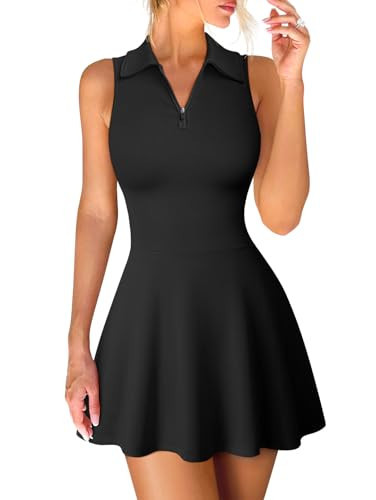 OQQ Womens Bodice Dress Sleeveless Zip Flare A-line Mini Dresses 2025 Trendy Outfits Black | Amazon (US)
