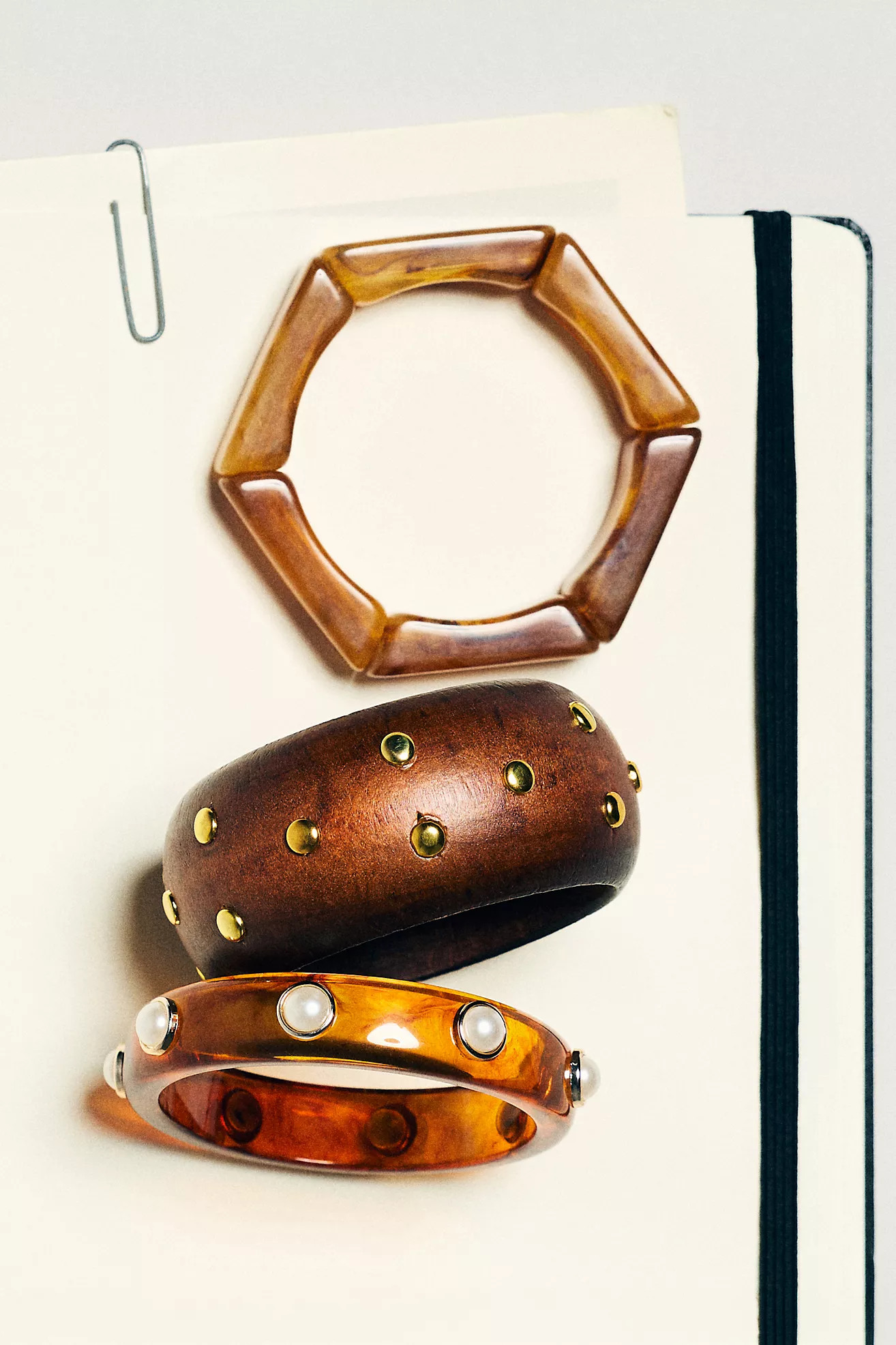 Studded Wood Bangle Bracelet | Anthropologie (US)