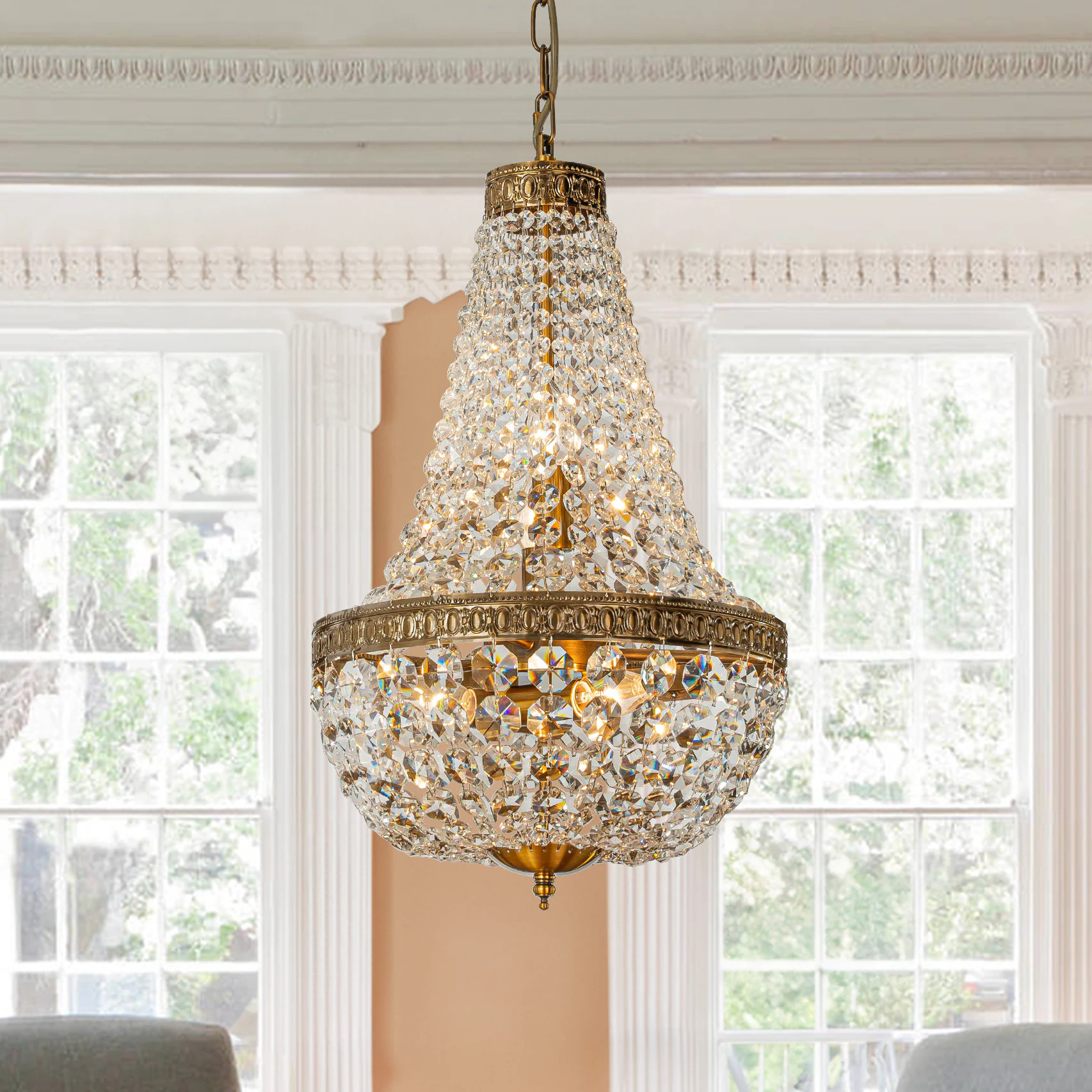 AloaDecor Lighting 4 -Light Antique Gold Crystal Iron Chandelier one_size | L7163D3501A | Lowe's