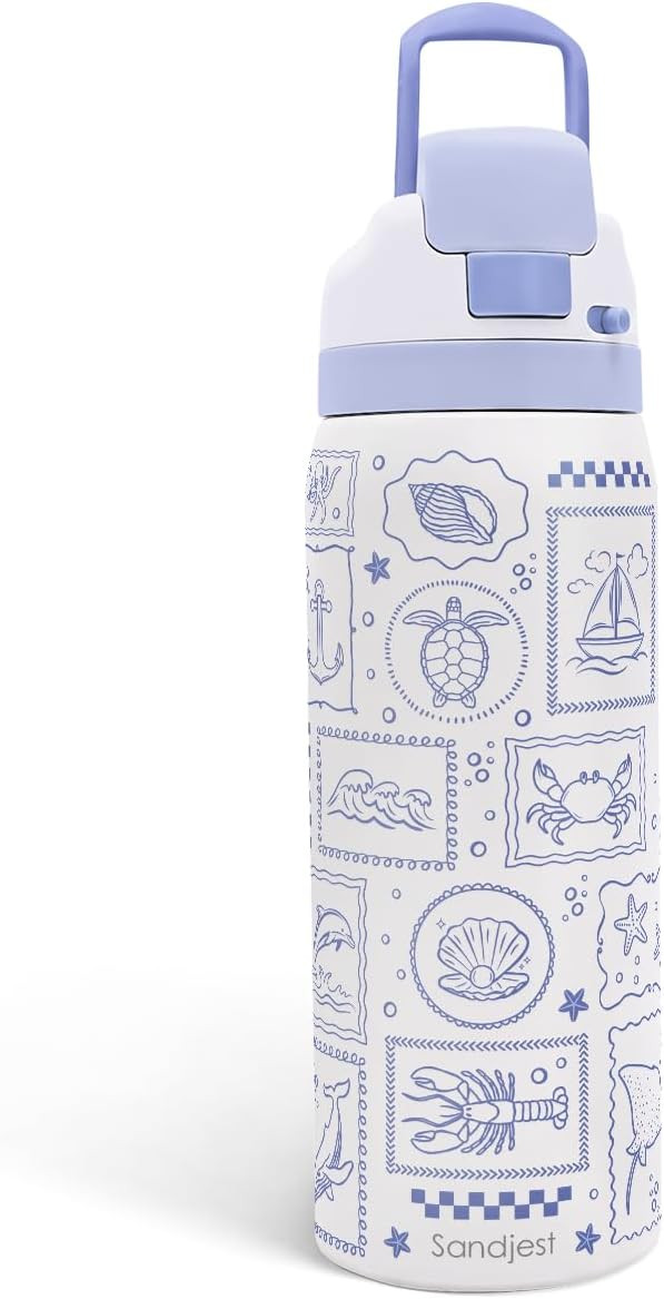 Sea Animals Stainless Steel Water Bottle, Vacuum Insulated, Push-Button Lid, 32 oz, Gifts for Wom... | Amazon (US)